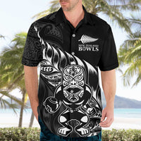 New Zealand Lawn Bowls Custom Hawaiian Shirt Black Maori Warrior Tribal Silver Fern - Polynesian Pride