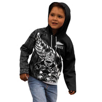 New Zealand Lawn Bowls Custom Kid Hoodie Black Maori Warrior Tribal Silver Fern - Polynesian Pride
