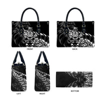 New Zealand Lawn Bowls Leather Bag Black Maori Warrior Tribal Silver Fern - Polynesian Pride