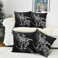 New Zealand Lawn Bowls Pillow Cover Black Maori Warrior Tribal Silver Fern - Polynesian Pride