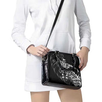 New Zealand Lawn Bowls Shoulder Handbag Black Maori Warrior Tribal Silver Fern - Polynesian Pride