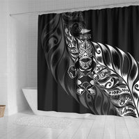 New Zealand Lawn Bowls Shower Curtain Black Maori Warrior Tribal Silver Fern - Polynesian Pride