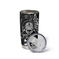 New Zealand Lawn Bowls Custom Tumbler Cup Black Maori Warrior Tribal Silver Fern - Polynesian Pride