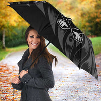 New Zealand Lawn Bowls Umbrella Black Maori Warrior Tribal Silver Fern - Polynesian Pride
