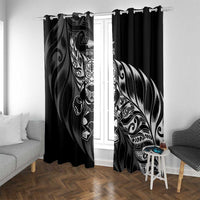 New Zealand Lawn Bowls Window Curtain Black Maori Warrior Tribal Silver Fern - Polynesian Pride