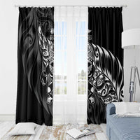 New Zealand Lawn Bowls Window Curtain Black Maori Warrior Tribal Silver Fern - Polynesian Pride