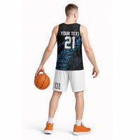 New Zealand Lawn Bowls Custom Basketball Jersey Blue Maori Warrior Tribal Silver Fern - Polynesian Pride