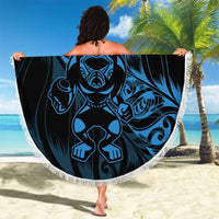 New Zealand Lawn Bowls Beach Blanket Blue Maori Warrior Tribal Silver Fern - Polynesian Pride