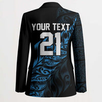 New Zealand Lawn Bowls Custom Blazer Blue Maori Warrior Tribal Silver Fern - Polynesian Pride