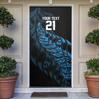 New Zealand Lawn Bowls Custom Door Cover Blue Maori Warrior Tribal Silver Fern - Polynesian Pride