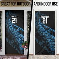 New Zealand Lawn Bowls Custom Door Cover Blue Maori Warrior Tribal Silver Fern - Polynesian Pride