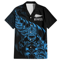 New Zealand Lawn Bowls Custom Family Matching Off The Shoulder Long Sleeve Dress and Hawaiian Shirt Blue Maori Warrior Tribal Silver Fern LT9 Dad's Shirt - Short Sleeve Blue - Polynesian Pride