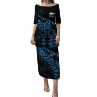 New Zealand Lawn Bowls Custom Family Matching Puletasi and Hawaiian Shirt Blue Maori Warrior Tribal Silver Fern LT9 Mom's Dress Blue - Polynesian Pride
