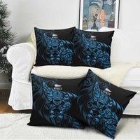 New Zealand Lawn Bowls Pillow Cover Blue Maori Warrior Tribal Silver Fern - Polynesian Pride