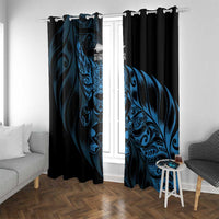 New Zealand Lawn Bowls Window Curtain Blue Maori Warrior Tribal Silver Fern - Polynesian Pride