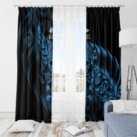 New Zealand Lawn Bowls Window Curtain Blue Maori Warrior Tribal Silver Fern - Polynesian Pride