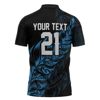 New Zealand Lawn Bowls Custom Zipper Polo Shirt Blue Maori Warrior Tribal Silver Fern LT9 - Polynesian Pride