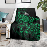 New Zealand Lawn Bowls Blanket Green Maori Warrior Tribal Silver Fern - Polynesian Pride