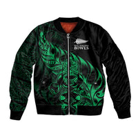 New Zealand Lawn Bowls Custom Bomber Jacket Green Maori Warrior Tribal Silver Fern - Polynesian Pride