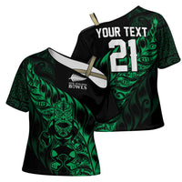 New Zealand Lawn Bowls Custom Cross Shoulder Shirt Green Maori Warrior Tribal Silver Fern LT9 - Polynesian Pride