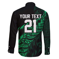 New Zealand Lawn Bowls Custom Family Matching Long Sleeve Bodycon Dress and Hawaiian Shirt Green Maori Warrior Tribal Silver Fern - Polynesian Pride