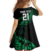 New Zealand Lawn Bowls Custom Family Matching Off The Shoulder Long Sleeve Dress and Hawaiian Shirt Green Maori Warrior Tribal Silver Fern LT9 - Polynesian Pride