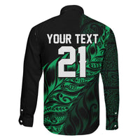 New Zealand Lawn Bowls Custom Family Matching Off The Shoulder Long Sleeve Dress and Hawaiian Shirt Green Maori Warrior Tribal Silver Fern LT9 - Polynesian Pride