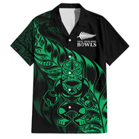 New Zealand Lawn Bowls Custom Family Matching Off Shoulder Maxi Dress and Hawaiian Shirt Green Maori Warrior Tribal Silver Fern LT9 Dad's Shirt - Short Sleeve Green - Polynesian Pride