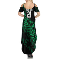 New Zealand Lawn Bowls Custom Family Matching Summer Maxi Dress and Hawaiian Shirt Green Maori Warrior Tribal Silver Fern LT9 - Polynesian Pride