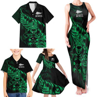 New Zealand Lawn Bowls Custom Family Matching Tank Maxi Dress and Hawaiian Shirt Green Maori Warrior Tribal Silver Fern LT9 - Polynesian Pride