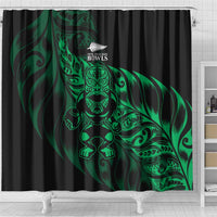New Zealand Lawn Bowls Shower Curtain Green Maori Warrior Tribal Silver Fern - Polynesian Pride