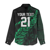 New Zealand Lawn Bowls Custom Women Casual Shirt Green Maori Warrior Tribal Silver Fern - Polynesian Pride