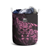 New Zealand Lawn Bowls Laundry Basket Pink Maori Warrior Tribal Silver Fern - Polynesian Pride