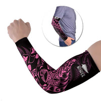 New Zealand Lawn Bowls Custom Arm Sleeves Pink Maori Warrior Tribal Silver Fern - Polynesian Pride
