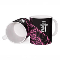 New Zealand Lawn Bowls Custom Ceramic Mug Pink Maori Warrior Tribal Silver Fern - Polynesian Pride
