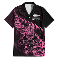 New Zealand Lawn Bowls Custom Family Matching Mermaid Dress and Hawaiian Shirt Pink Maori Warrior Tribal Silver Fern LT9 Dad's Shirt - Short Sleeve Pink - Polynesian Pride