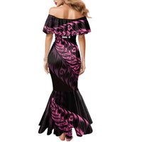 New Zealand Lawn Bowls Custom Family Matching Mermaid Dress and Hawaiian Shirt Pink Maori Warrior Tribal Silver Fern LT9 - Polynesian Pride