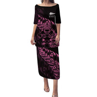 New Zealand Lawn Bowls Custom Family Matching Puletasi and Hawaiian Shirt Pink Maori Warrior Tribal Silver Fern LT9 Mom's Dress Pink - Polynesian Pride