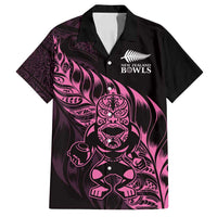 New Zealand Lawn Bowls Custom Family Matching Summer Maxi Dress and Hawaiian Shirt Pink Maori Warrior Tribal Silver Fern LT9 Dad's Shirt - Short Sleeve Pink - Polynesian Pride