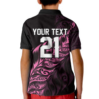 New Zealand Lawn Bowls Custom Kid Polo Shirt Pink Maori Warrior Tribal Silver Fern - Polynesian Pride