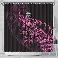 New Zealand Lawn Bowls Shower Curtain Pink Maori Warrior Tribal Silver Fern - Polynesian Pride