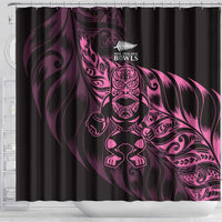 New Zealand Lawn Bowls Shower Curtain Pink Maori Warrior Tribal Silver Fern - Polynesian Pride