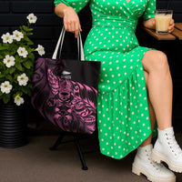 New Zealand Lawn Bowls Tote Bag Pink Maori Warrior Tribal Silver Fern - Polynesian Pride