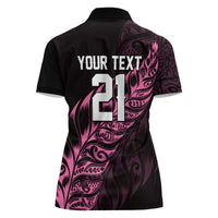 New Zealand Lawn Bowls Custom Women Polo Shirt Pink Maori Warrior Tribal Silver Fern LT9 - Polynesian Pride