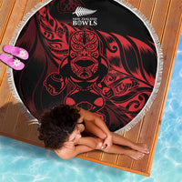 New Zealand Lawn Bowls Beach Blanket Red Maori Warrior Tribal Silver Fern - Polynesian Pride