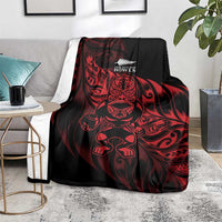 New Zealand Lawn Bowls Blanket Red Maori Warrior Tribal Silver Fern - Polynesian Pride