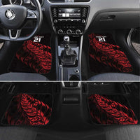 New Zealand Lawn Bowls Custom Car Mats Red Maori Warrior Tribal Silver Fern - Polynesian Pride