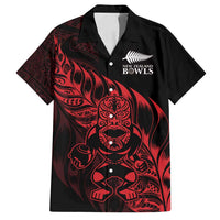 New Zealand Lawn Bowls Custom Family Matching Long Sleeve Bodycon Dress and Hawaiian Shirt Red Maori Warrior Tribal Silver Fern LT9 Dad's Shirt - Short Sleeve Red - Polynesian Pride