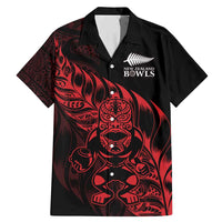 New Zealand Lawn Bowls Custom Family Matching Mermaid Dress and Hawaiian Shirt Red Maori Warrior Tribal Silver Fern LT9 Dad's Shirt - Short Sleeve Red - Polynesian Pride
