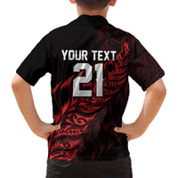 New Zealand Lawn Bowls Custom Family Matching Off The Shoulder Long Sleeve Dress and Hawaiian Shirt Red Maori Warrior Tribal Silver Fern LT9 - Polynesian Pride